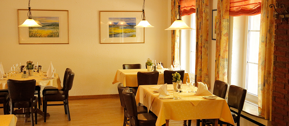 Gedeckte Tische im Restaurant Beckmannshof